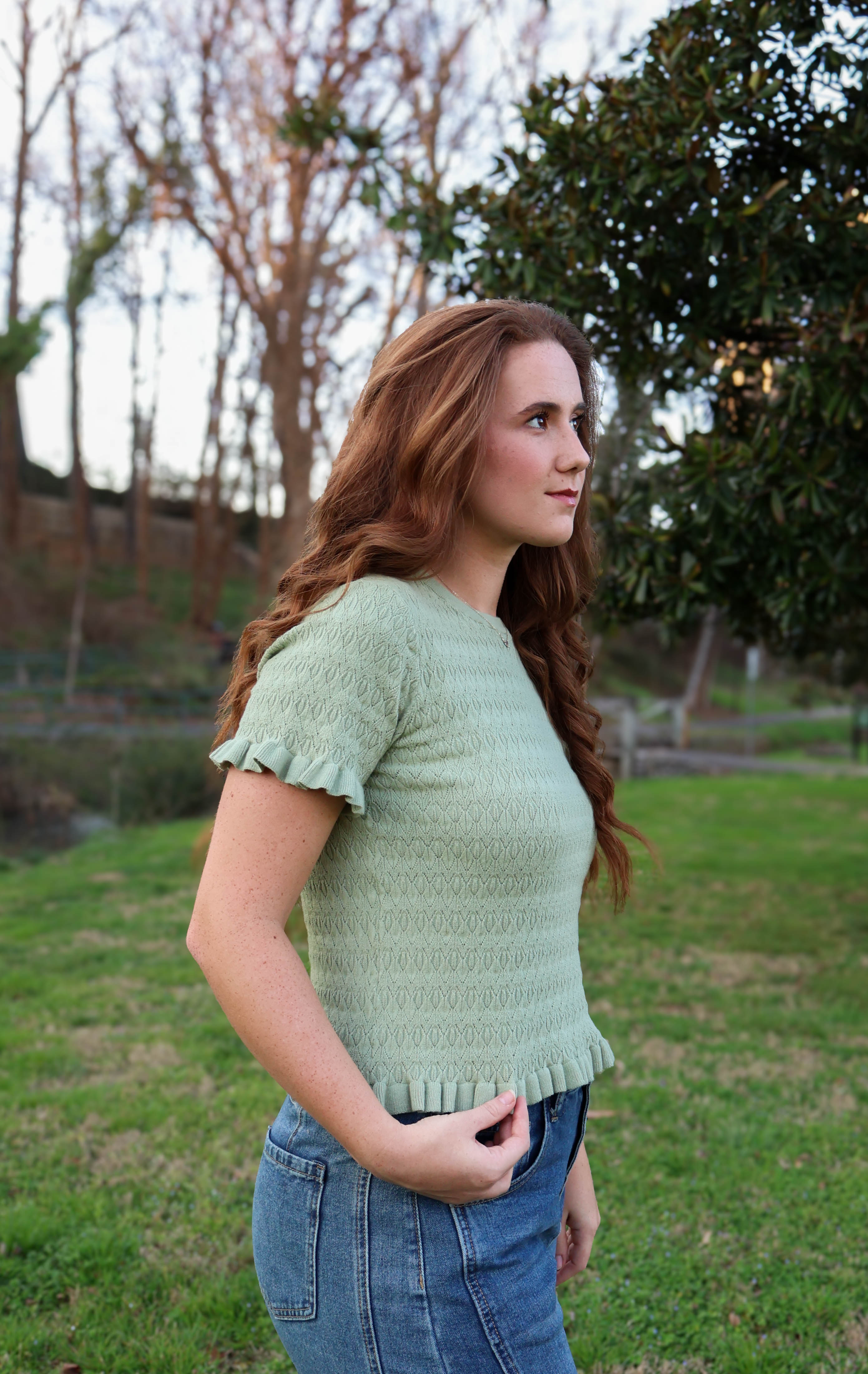 Sage Ripple Knit Top
