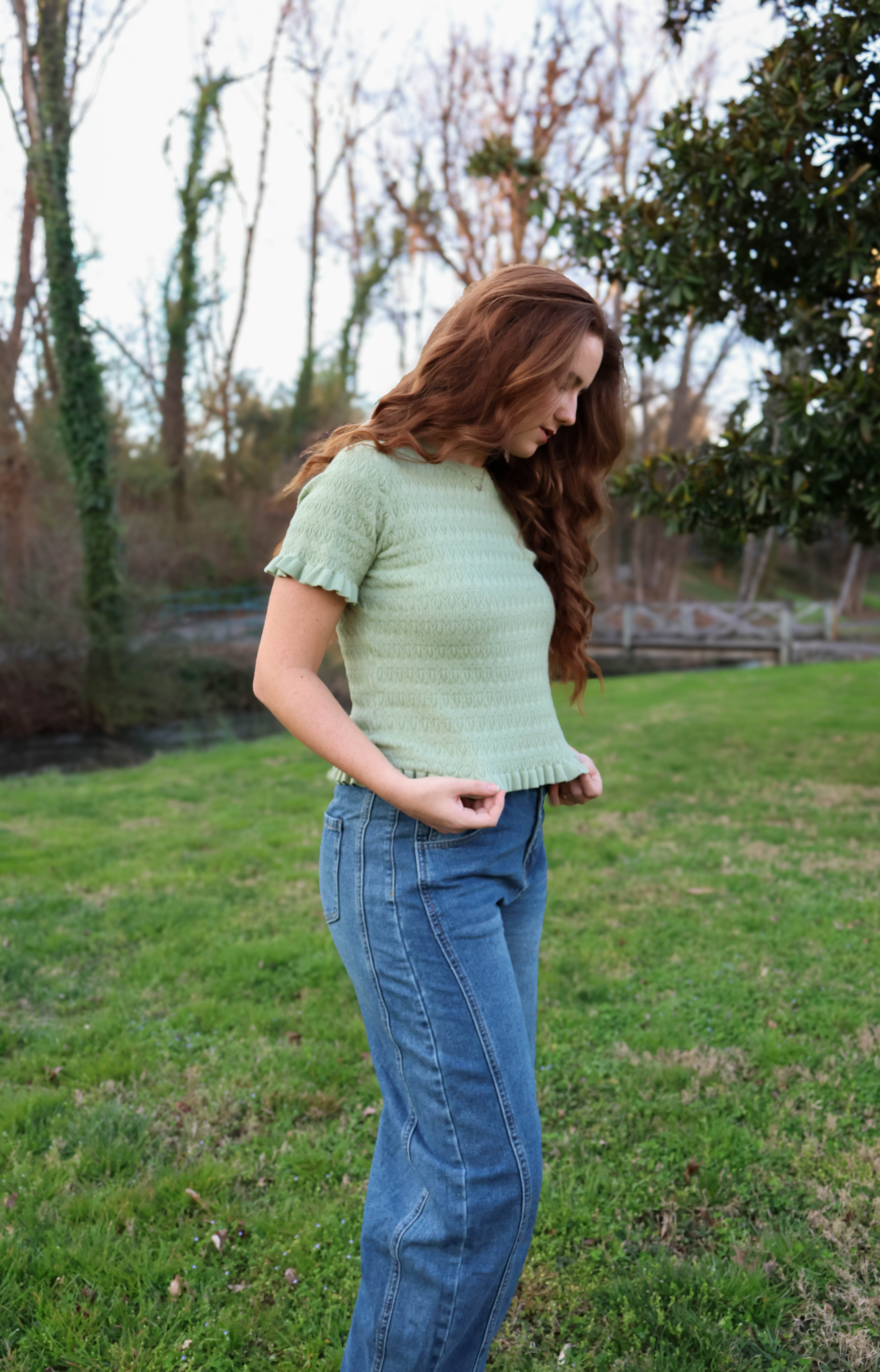 Sage Ripple Knit Top