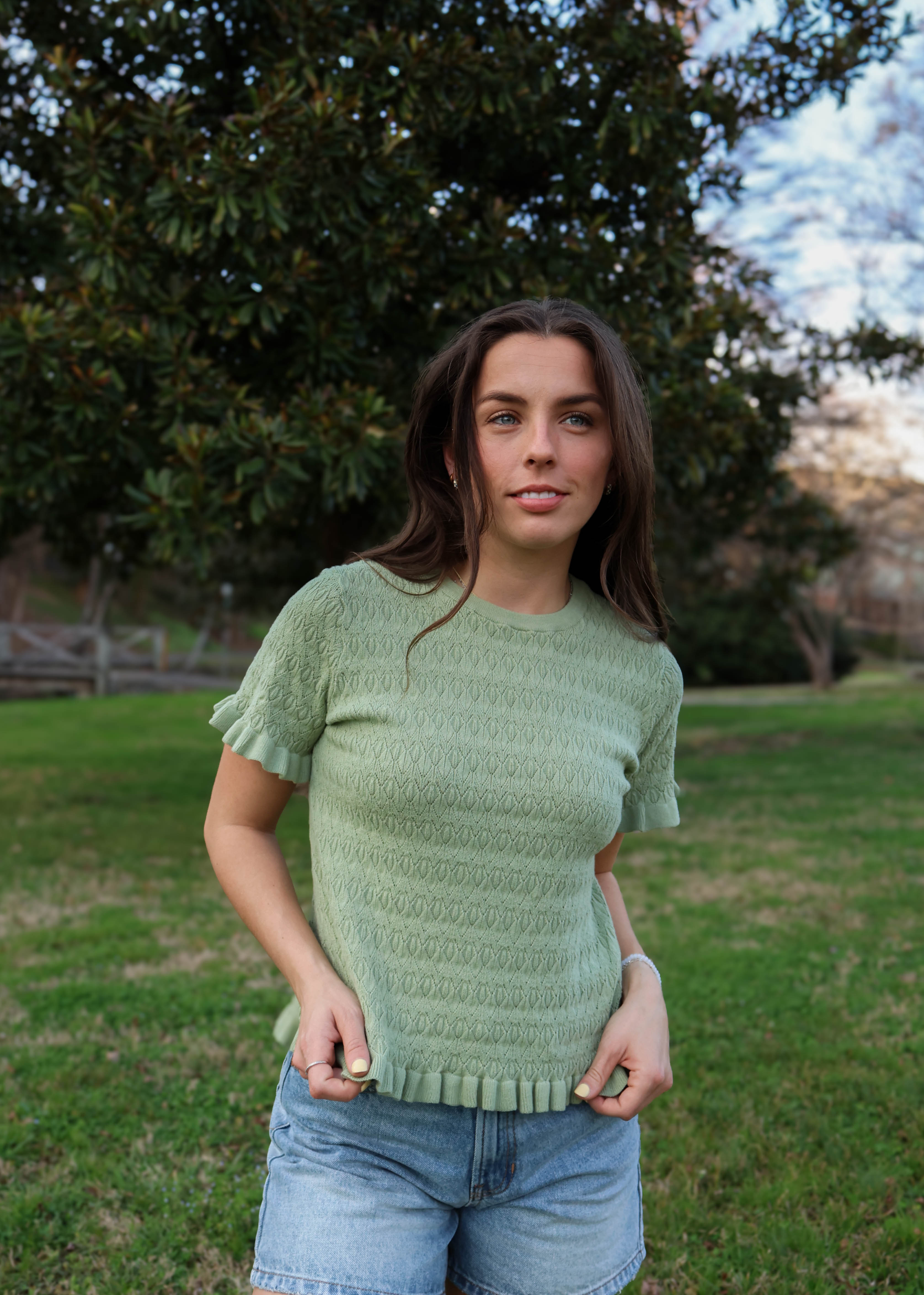 Sage Ripple Knit Top