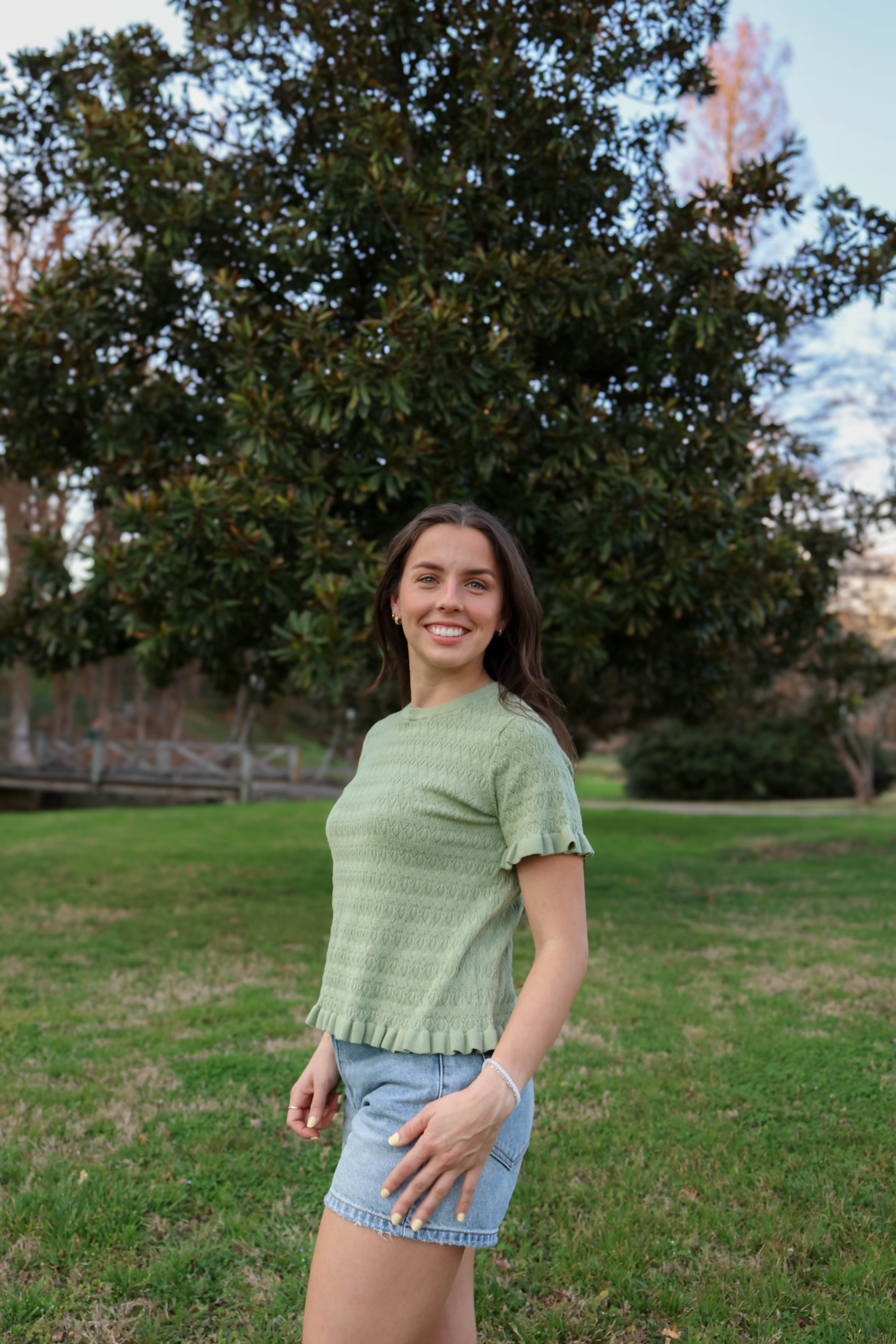 Sage Ripple Knit Top
