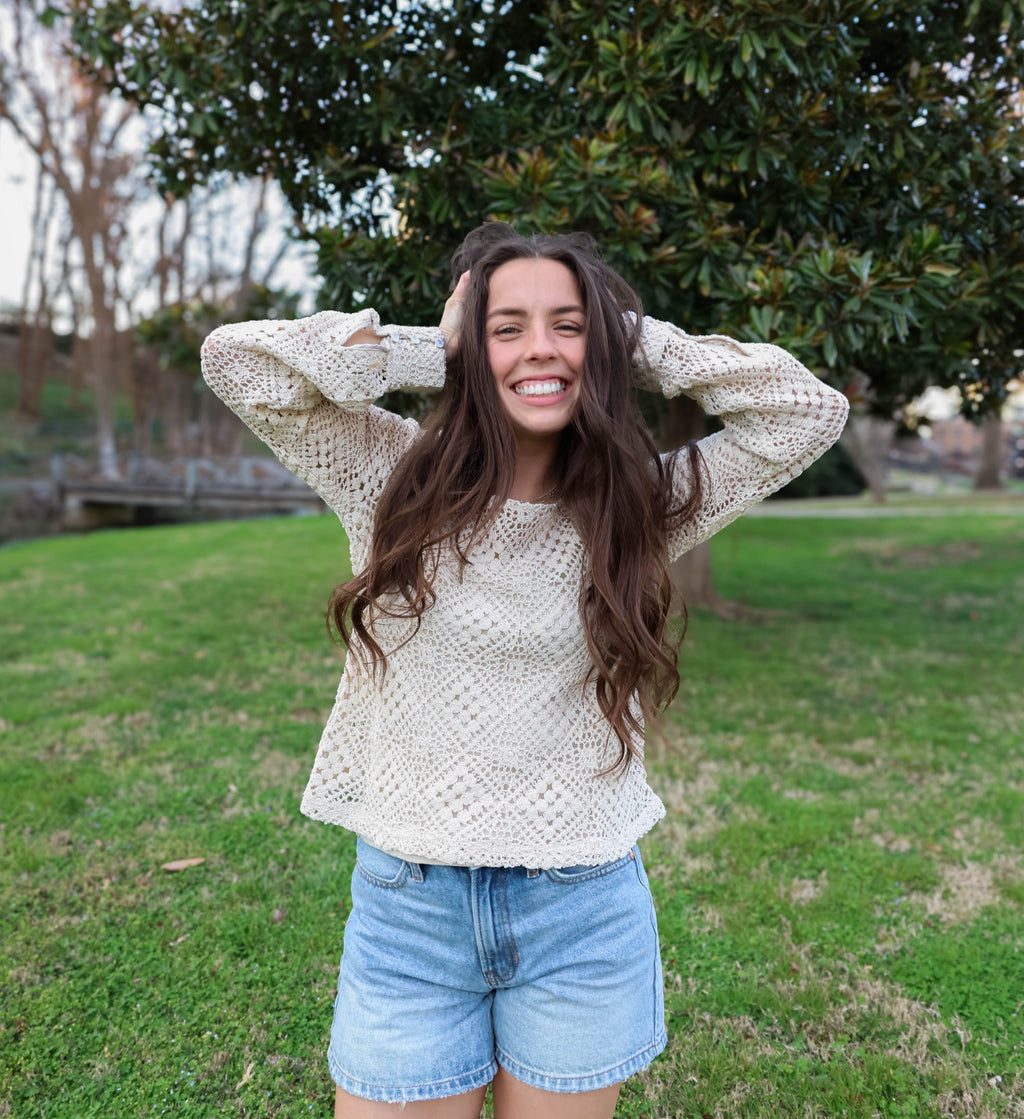 Ivory Meadow Crochet Top