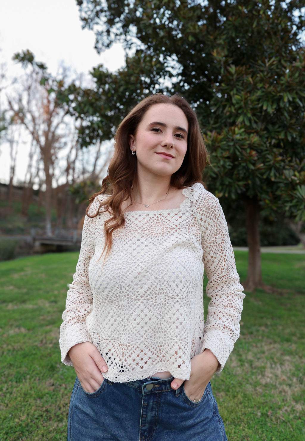Ivory Meadow Crochet Top