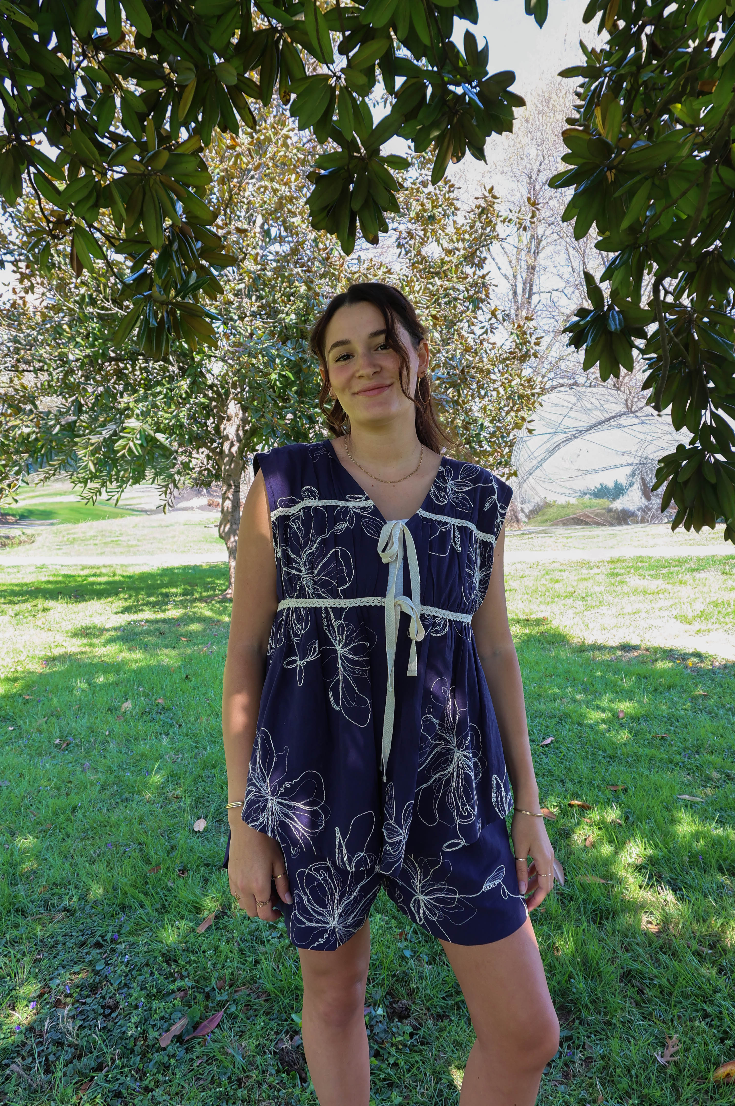 Midnight Bloom Tie Top