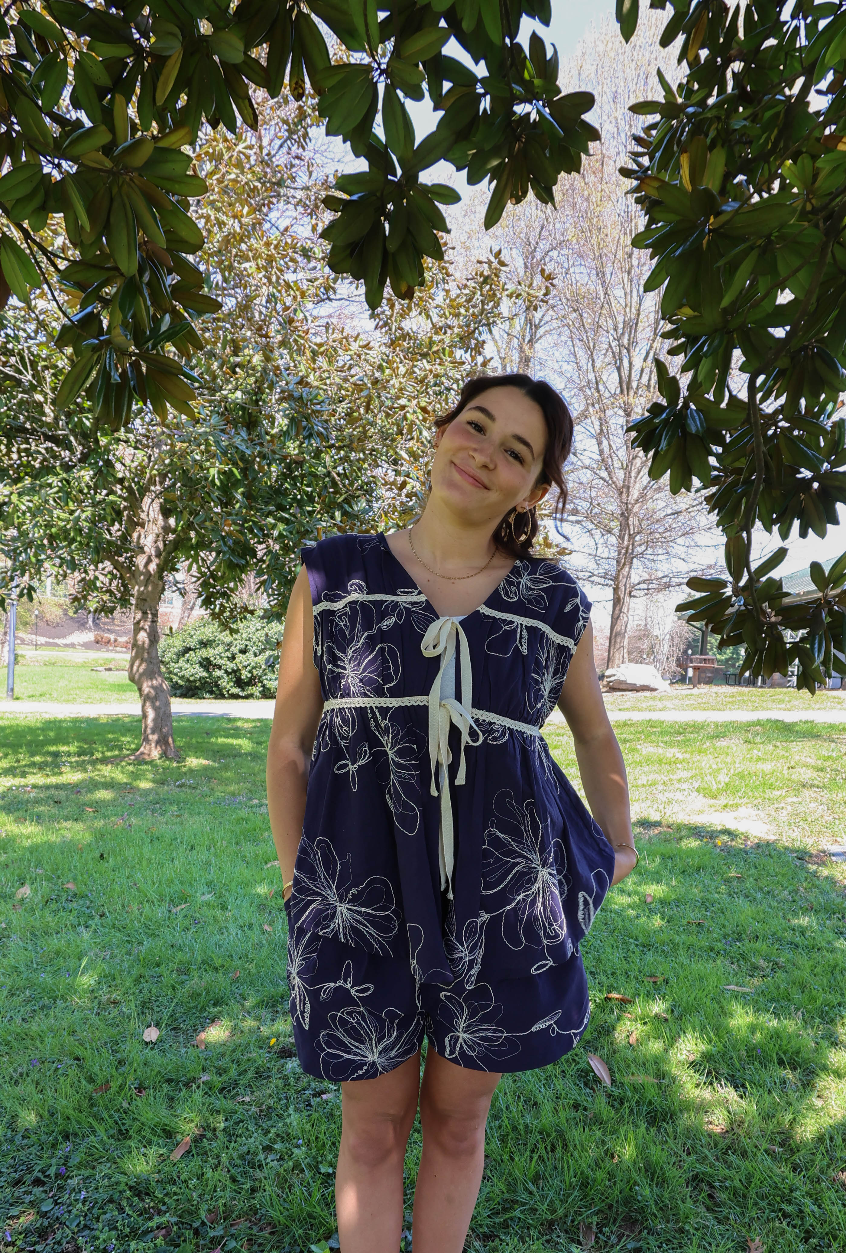 Midnight Bloom Tie Top