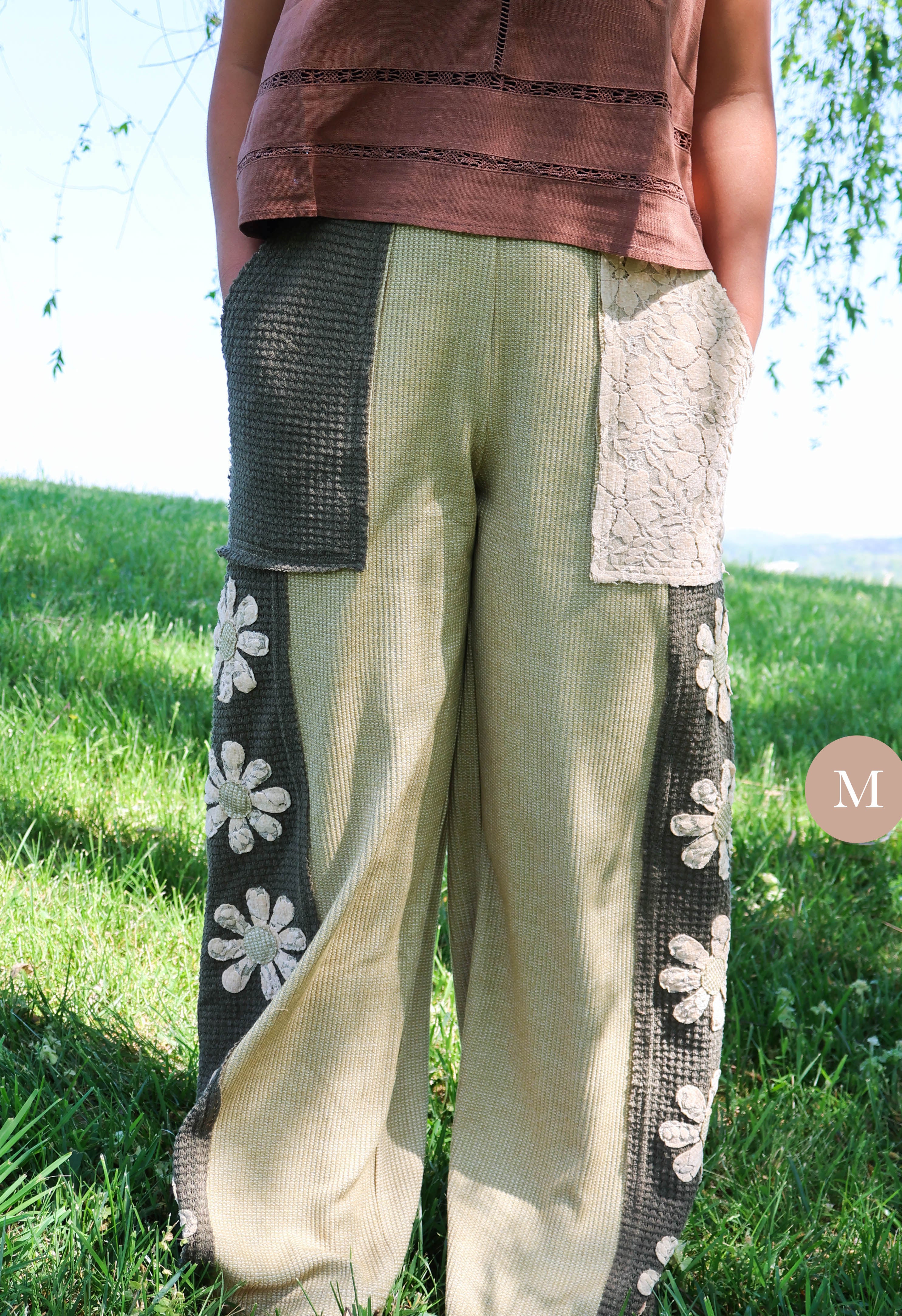 Olive Bloom Knit Pants