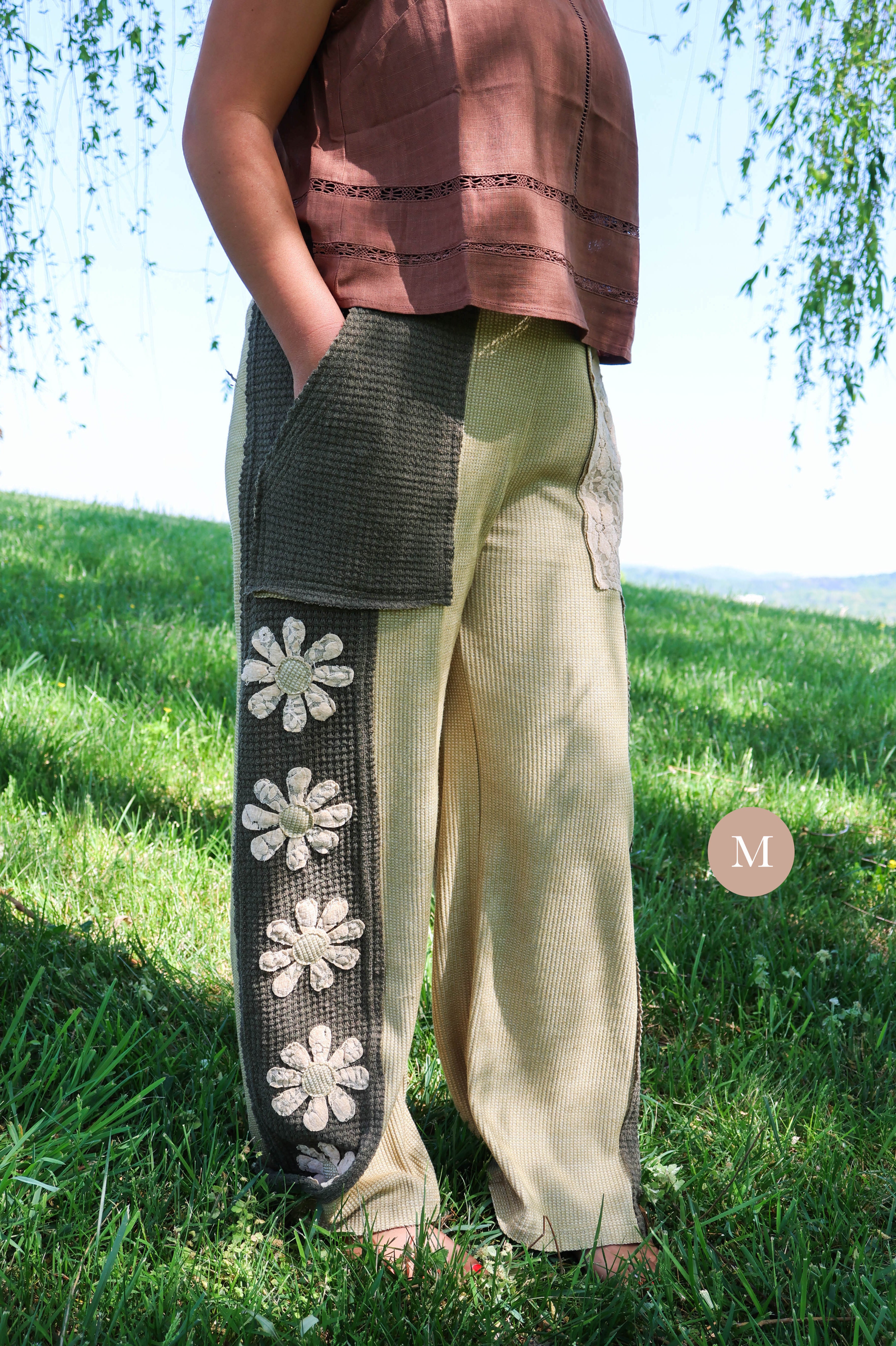 Olive Bloom Knit Pants
